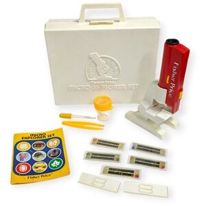 VTH 1986 Fisher-Price Micro Explorer Set 3005 Microscope Case Slides USA Made